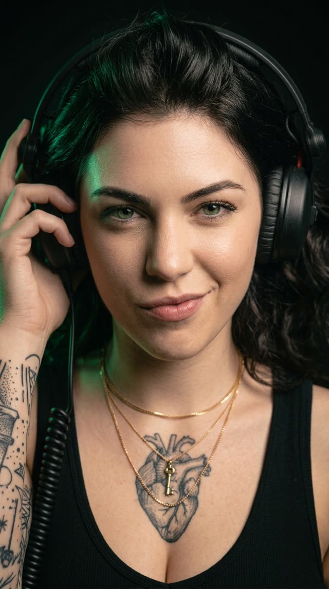 Editor wearing studio headphones